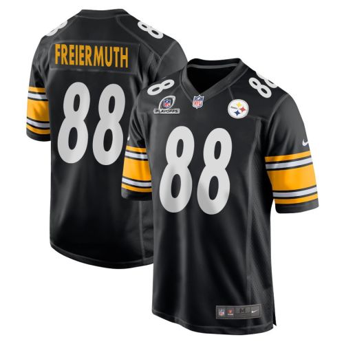 Pat Freiermuth 88 Pittsburgh Steelers 2023 Playoffs Patch Game Men Jersey - Black