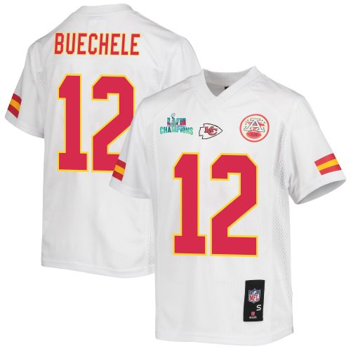 Shane Buechele 12 Kansas City Chiefs Super Bowl LVII Champions Youth Game Jersey - White