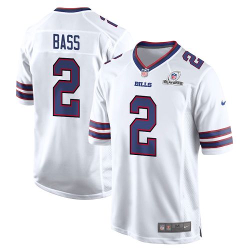 Tyler Bass 2 Buffalo Bills 2023 Playoffs Patch Game Men Jersey - White