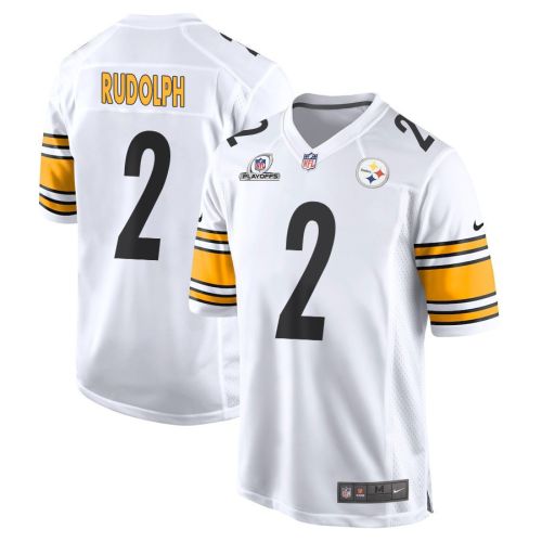 Mason Rudolph 2 Pittsburgh Steelers 2023 Playoffs Patch Game Men Jersey - White