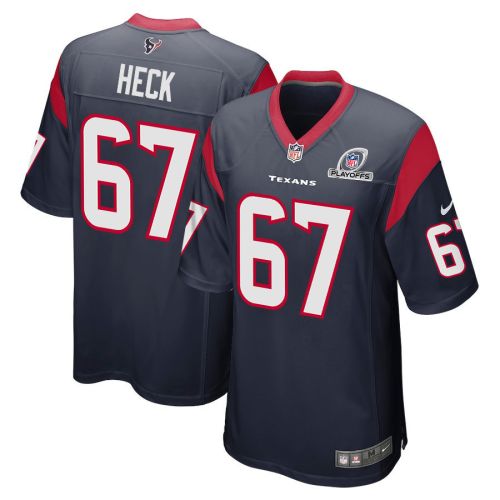 Charlie Heck 67 Houston Texans 2023 Playoffs Patch Game Men Jersey - Navy