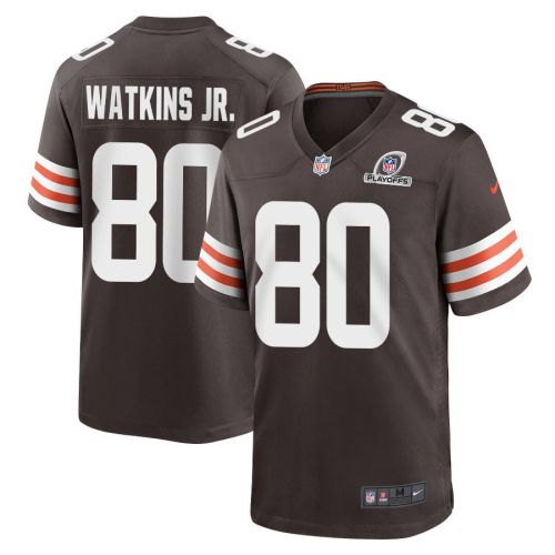 Austin Watkins Jr. 80 Cleveland Browns 2023 Playoffs Patch Game Men Jersey - Brown