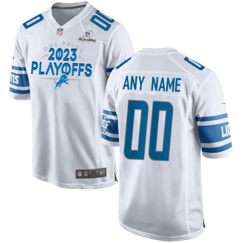 Detroit Lions One Pride 2023 Playoffs Game Men Custom Jersey - White