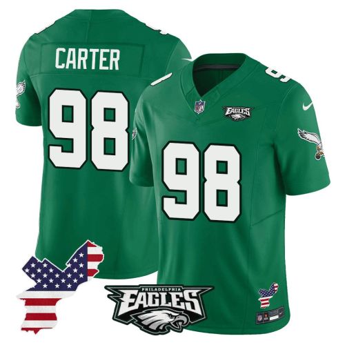 Jalen Carter 98 Philadelphia Eagles Philadelphia Patch Alternate Game Men Jersey - Kelly Green