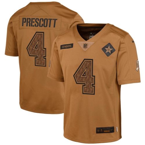 Dak Prescott 4 Dallas Cowboys 2023 Salute To Service Limited YOUTH Jersey - Brown