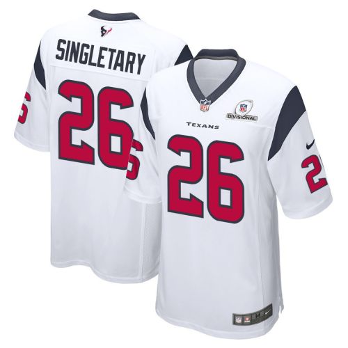 Devin Singletary 26 Houston Texans 2024 Divisional Patch Game Men Jersey - White