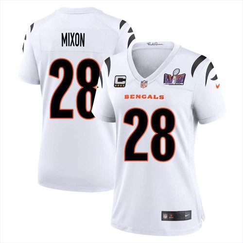 Joe Mixon 28 Cincinnati Bengals Super Bowl LVIII Women Away Limited Jersey - White