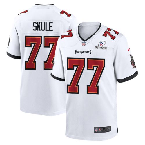 Justin Skule 77 Tampa Bay Buccaneers 2023 Playoffs Patch Game Men Jersey - White