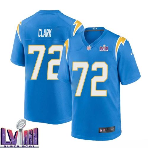 Jerrod Clark 72 Los Angeles Chargers Super Bowl LVIII Men Home Game Jersey - Powder Blue