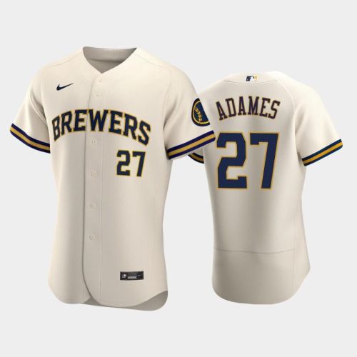 Milwaukee Brewers 27 Willy Adames Home Team Cream Jersey Jersey