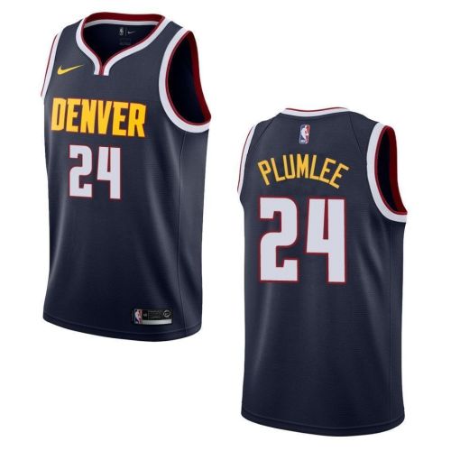 Men's Denver Nuggets 24 Mason Plumlee Icon Swingman Jersey - Navy