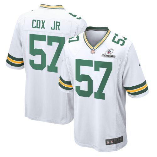 Brenton Cox Jr. 57 Green Bay Packers 2024 Divisional Patch Game Men Jersey - White