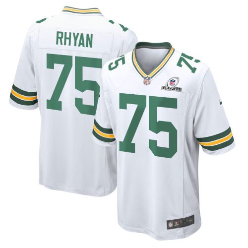 Sean Rhyan 75 Green Bay Packers 2023 Playoffs Patch Game Men Jersey - White