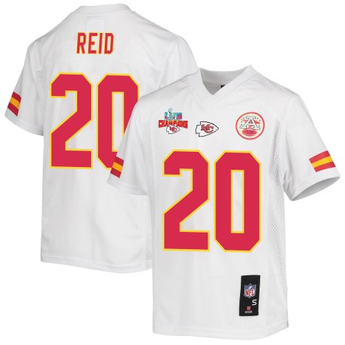 Justin Reid 20 Kansas City Chiefs Super Bowl LVII Champions 3 Stars Youth Game Jersey - White