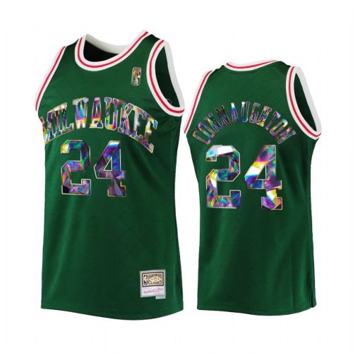 Milwaukee Bucks Pat Connaughton 24 Green NBA 75th Diamond Badge Men Jersey Throwback