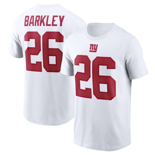 Saquon Barkley 26 New York Giants Name & Number T-Shirt - White