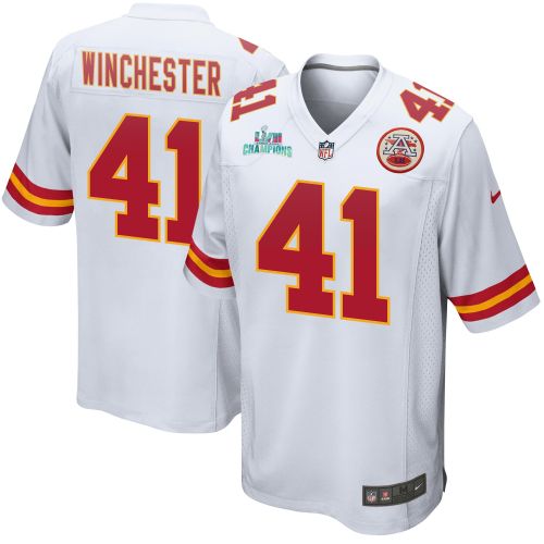 James Winchester 41 Kansas City Chiefs Super Bowl LVII Champions Men Game Jersey - White