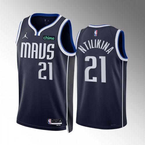 Frank Ntilikina 21 2022-23 Dallas Mavericks Navy Statement Edition Men Jersey Swingman