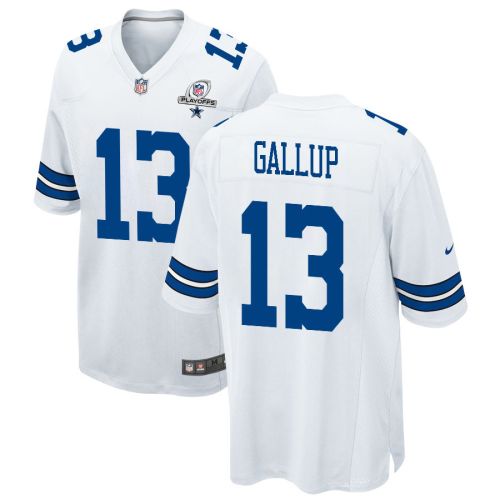 Michael Gallup 13 Dallas Cowboys 2023 Playoffs Patch Game Men Jersey - White