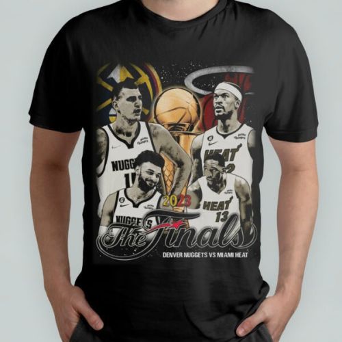 Miami Heat And Denver Nuggets 2023 NBA The Finals Champions Vintage T-Shirt - Black