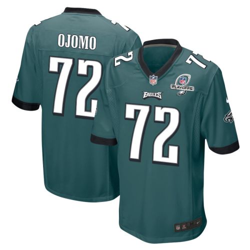 Moro Ojomo 72 Philadelphia Eagles 2023 Playoffs Patch Game Men Jersey - Midnight Green