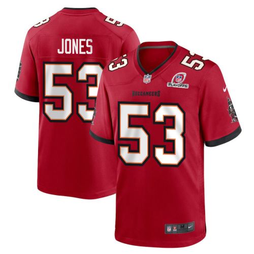 Vi Jones 53 Tampa Bay Buccaneers 2023 Playoffs Patch Game Men Jersey - Red