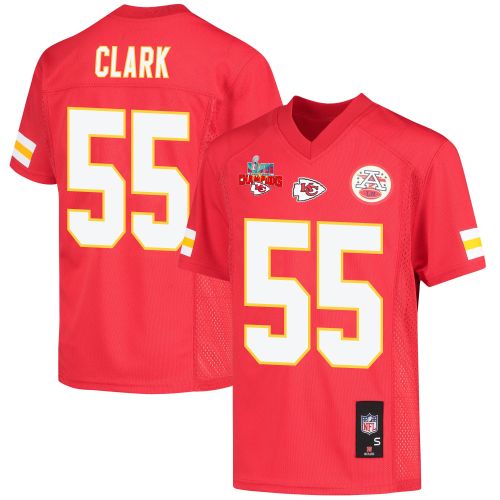 Frank Clark 55 Kansas City Chiefs Super Bowl LVII Champions 3 Stars Youth Game Jersey - Red