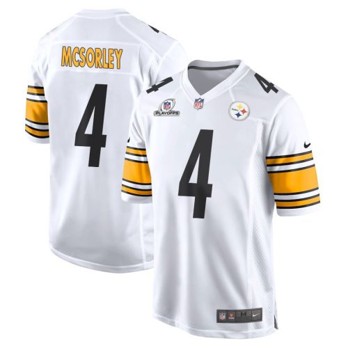 Trace McSorley 4 Pittsburgh Steelers 2023 Playoffs Patch Game Men Jersey - White