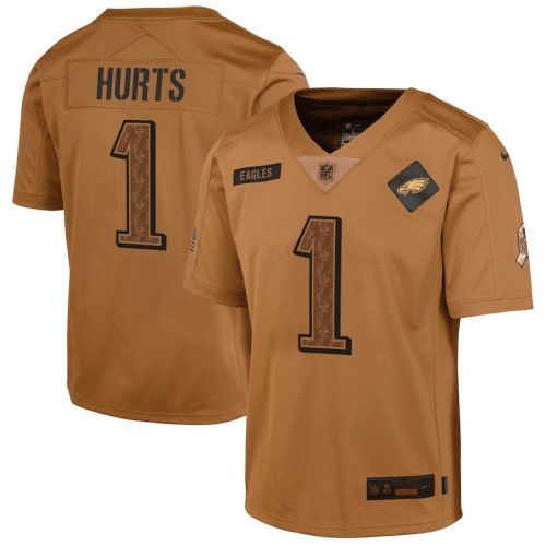 Jalen Hurts 1 Philadelphia Eagles 2023 Salute To Service Limited YOUTH Jersey - Brown