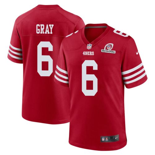 Danny Gray 6 San Francisco 49ers 2024 Divisional Patch Game Men Jersey - Scarlet