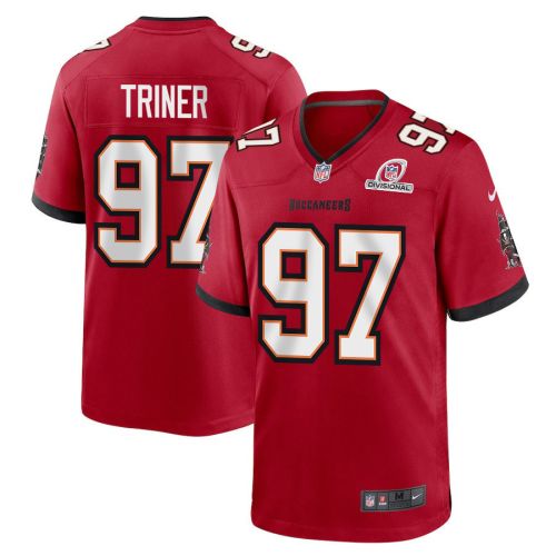 Zach Triner 97 Tampa Bay Buccaneers 2024 Divisional Patch Game Men Jersey - Red