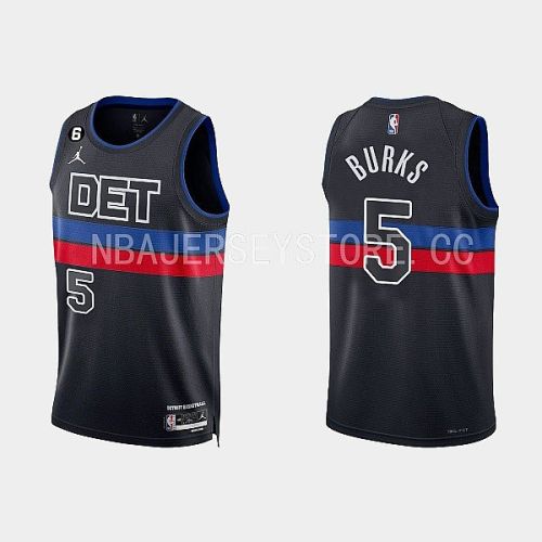 Detroit Pistons 5 Alec Burks 2022-23 Statement Edition Black Men Jersey