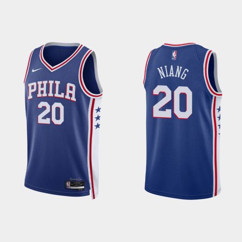 Philadelphia 76ers 20 Georges Niang 2022-23 Icon Edition Royal Men Jersey