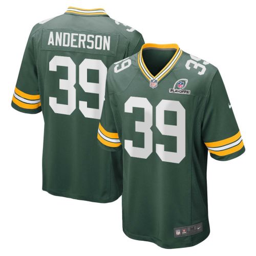 Zayne Anderson 39 Green Bay Packers 2023 Playoffs Patch Game Men Jersey - Green