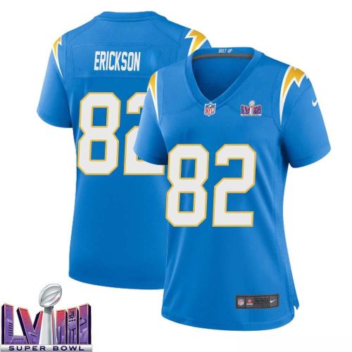 Alex Erickson 82 Los Angeles Chargers Super Bowl LVIII Women Home Game Jersey - Powder Blue