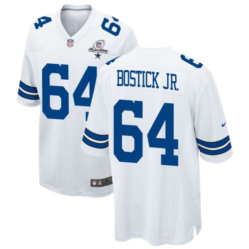 Earl Bostick Jr. 64 Dallas Cowboys 2023 Playoffs Patch Game Men Jersey - White