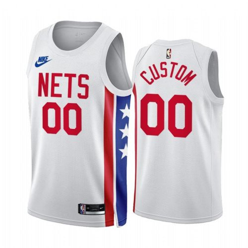 Custom 2022-23 Brooklyn Nets White 00 Classic Edition Jersey - Men Jersey