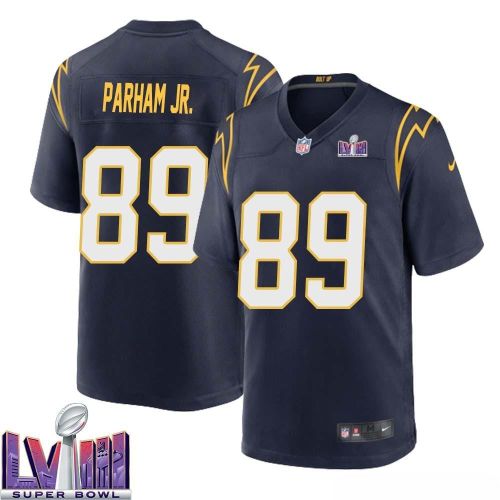 Donald Parham Jr. 89 Los Angeles Chargers Super Bowl LVIII Men Alternate Game Jersey - Navy