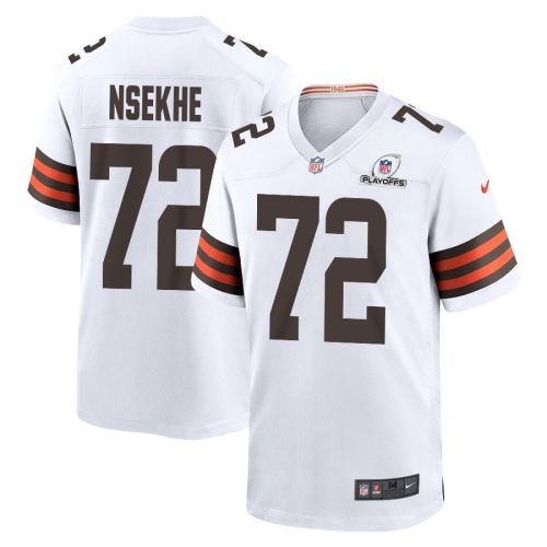 Ty Nsekhe 72 Cleveland Browns 2023 Playoffs Patch Game Men Jersey - White