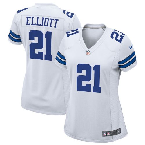 Ezekiel Elliott 21 Dallas Cowboys Women Team Game Jersey - White