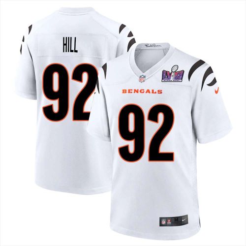 B.J. Hill 92 Cincinnati Bengals Super Bowl LVIII Men Away Limited Jersey - White