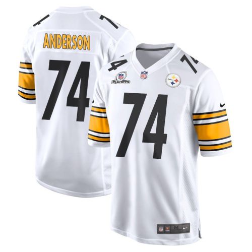 Spencer Anderson 74 Pittsburgh Steelers 2023 Playoffs Patch Game Men Jersey - White