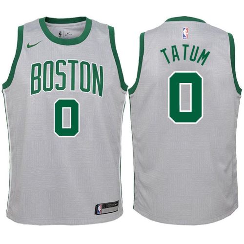 Youth Boston Celtics 0 Jayson Tatum Gray Swingman Jersey-City Edition Jersey