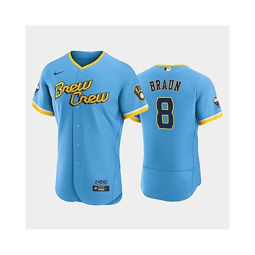 Ryan Braun 8 2022-23 City Connect Milwaukee Brewers Jersey - Powder Blue