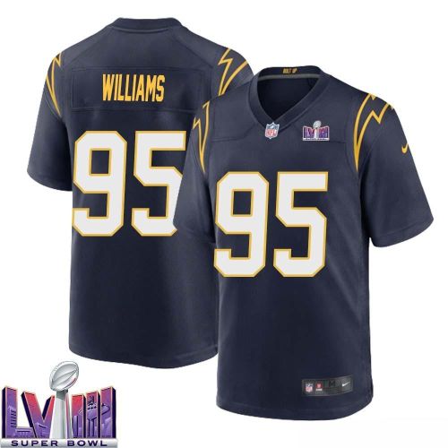 Nick Williams 95 Los Angeles Chargers Super Bowl LVIII Men Alternate Game Jersey - Navy