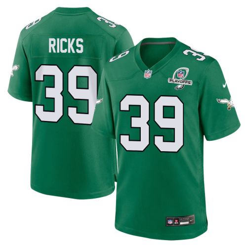 Eli Ricks 39 Philadelphia Eagles 2023 Playoffs Patch Alternate Game Men Jersey - Kelly Green