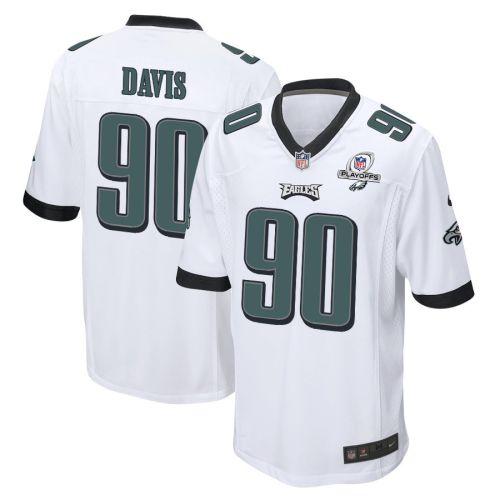 Jordan Davis 90 Philadelphia Eagles 2023 Playoffs Patch Game Men Jersey - White