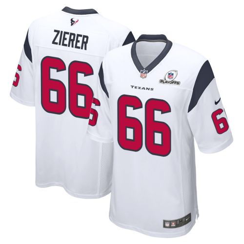 Kilian Zierer 66 Houston Texans 2023 Playoffs Patch Game Men Jersey - White