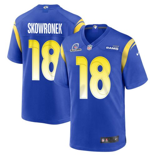 Ben Skowronek 18 Los Angeles Rams 2023 Playoffs Patch Game Men Jersey - Royal