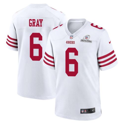 Danny Gray 6 San Francisco 49ers 2024 Divisional Patch Game Men Jersey - White